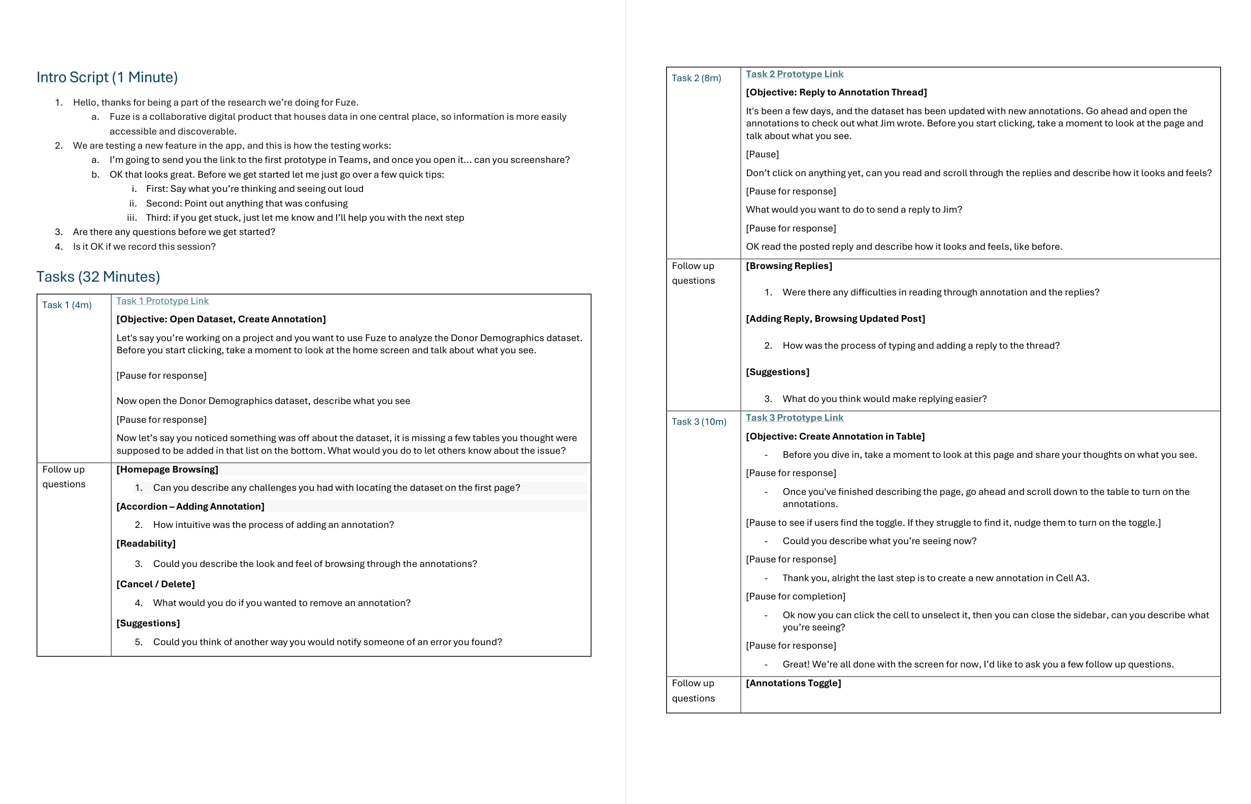 Usability testing script