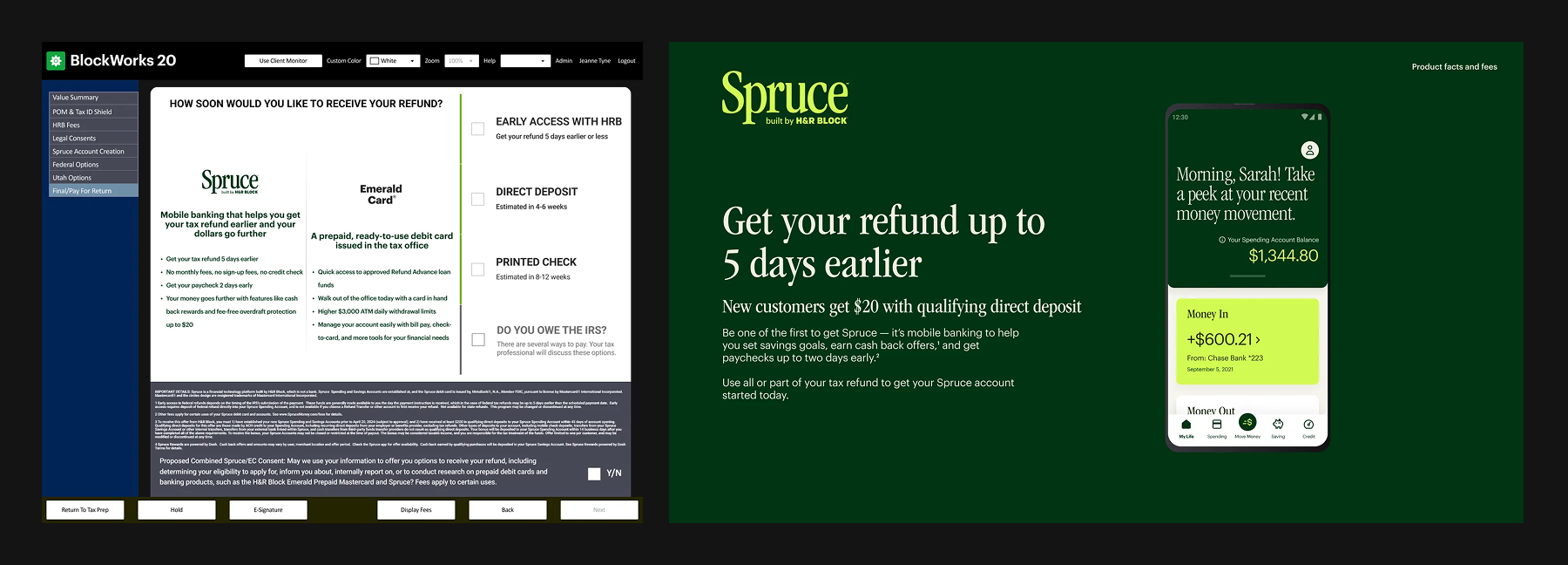 Spruce enrollment across H&R Block tax surfaces